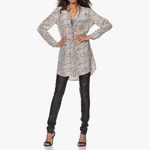 Equipment Essential Silk Tunic Shirt Dress in Natural Python Print Size XS